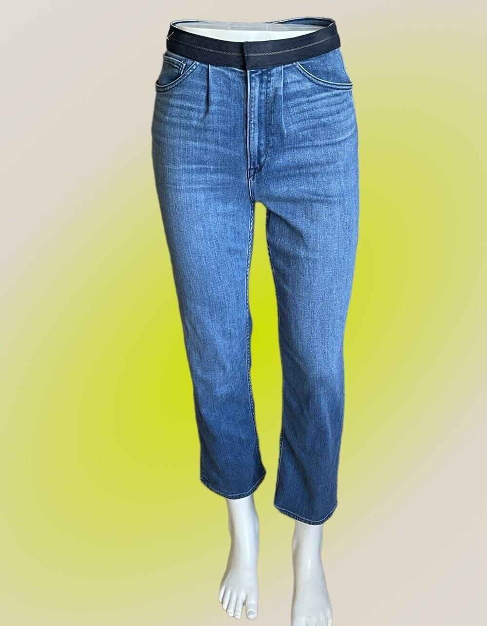 3x1 Mom 90s Style Ankle Crop Pleat Front Highwaist Denim Jeans Size 24